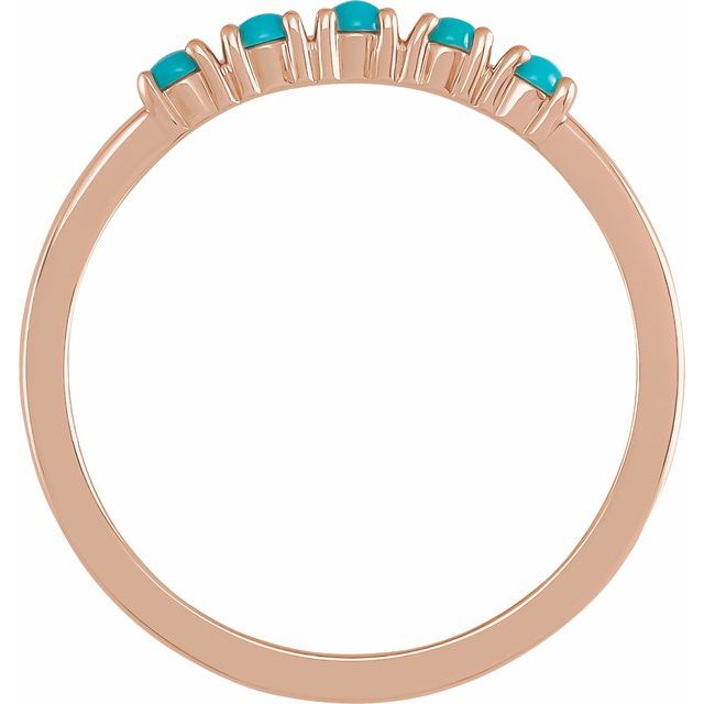 14K Rose Natural Turquoise Cabochon Stackable Ring