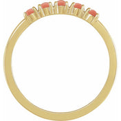 14K Yellow Natural Pink Coral Cabochon Stackable Ring - 72176:110:P