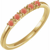 14K Yellow Natural Pink Coral Cabochon Stackable Ring - 72176:110:P