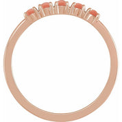 14K Rose Natural Pink Coral Cabochon Stackable Ring