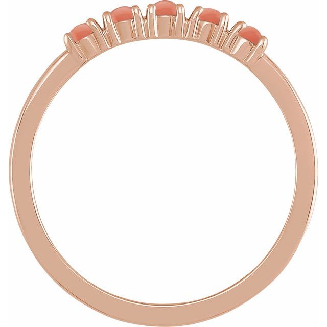 14K Rose Natural Pink Coral Cabochon Stackable Ring