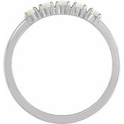 Sterling Silver Natural White Opal Cabochon Stackable Ring - Elegant Jewelry for Everyday Wear