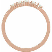 14K Rose Natural White Opal Cabochon Stackable Ring - 72176:107:P