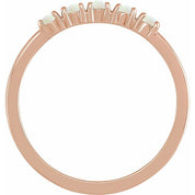 14K Rose Natural White Opal Cabochon Stackable Ring