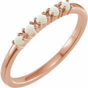 14K Rose Natural White Opal Cabochon Stackable Ring - 72176:107:P
