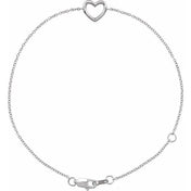 14K White Heart 6 1/2-7 1/2" Bracelet