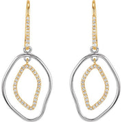 14K Yellow & Sterling Silver 3/8 CTW Natural Diamond Dangle Earrings