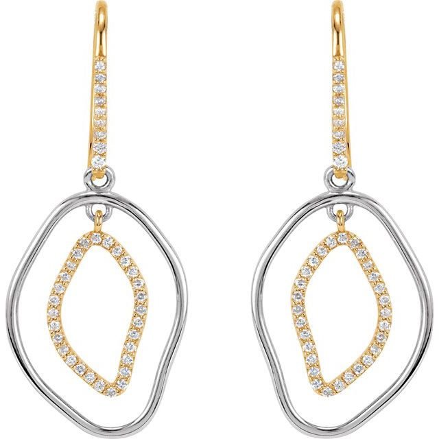 14K Yellow & Sterling Silver 3/8 CTW Natural Diamond Dangle Earrings