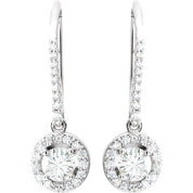 14K White 4.5 mm Round 3/8 CTW Natural Diamond Semi-Set Halo-Style Earrings