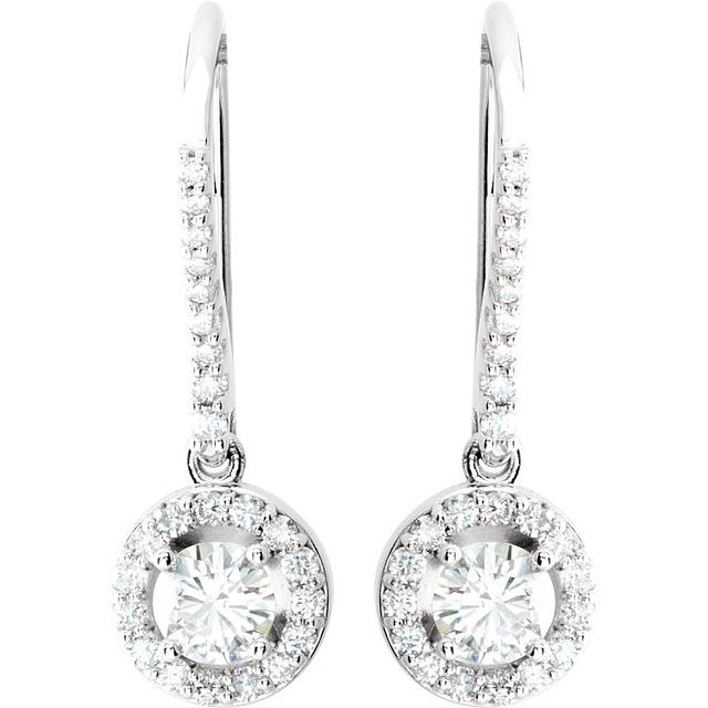 14K White 4.5 mm Round 3/8 CTW Natural Diamond Semi-Set Halo-Style Earrings