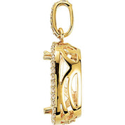 14K Yellow 14x10 mm Cushion 1/2 CTW Natural Diamond Semi-Set Pendant