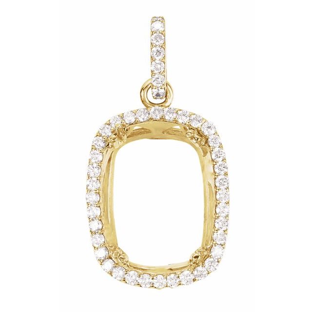 14K Yellow Natural Smoky Quartz & 1/2 CTW Natural Diamond Halo-Style Pendant