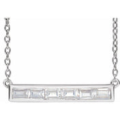 14K Lab-Grown Diamond Two-Stone, French-Set Bar, and Bar Necklace in 16-18" Length