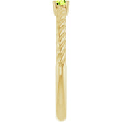 14K Yellow 4 mm Natural Peridot Solitaire Rope Ring