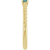 14K Yellow 3 mm Lab-Grown Alexandrite Solitaire Rope Ring