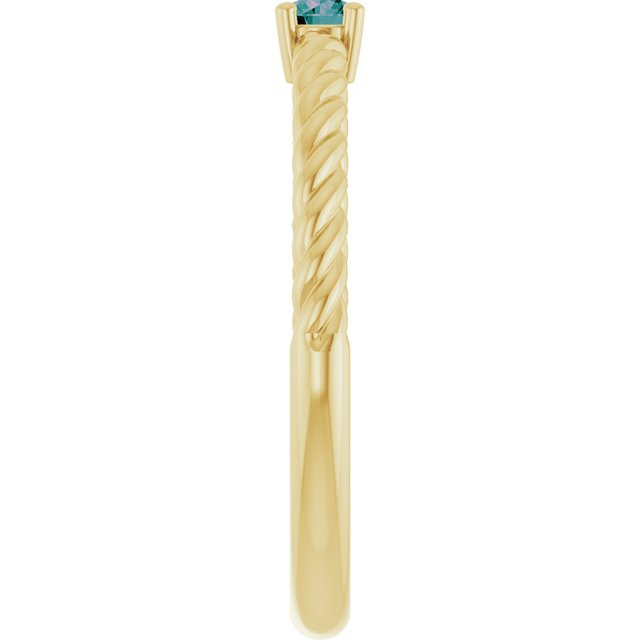 14K Yellow 3 mm Lab-Grown Alexandrite Solitaire Rope Ring