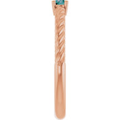 14K Rose 4 mm Lab-Grown Alexandrite Solitaire Rope Ring