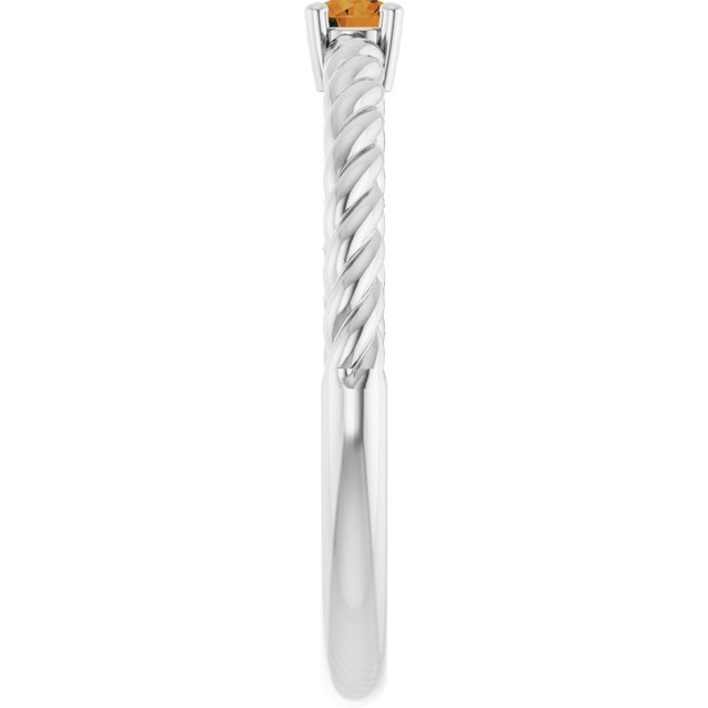 Sterling Silver 3 mm Natural Citrine Solitaire Rope Ring - Elegant Jewelry by [Brand Name]