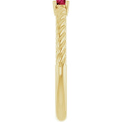 14K Yellow 3 mm Lab-Grown Ruby Solitaire Rope Ring