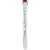 Platinum 4 mm Natural Mozambique Garnet Solitaire Rope Ring
