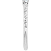 Platinum 4 mm Natural White Sapphire Solitaire Rope Ring