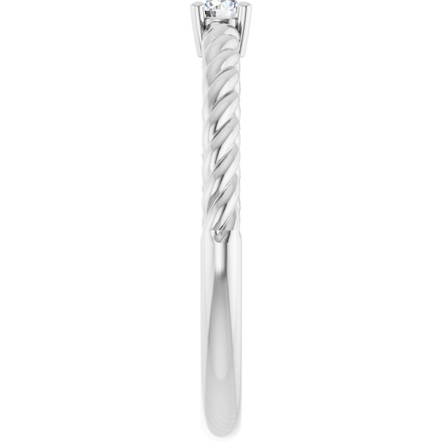 Platinum 4 mm Natural White Sapphire Solitaire Rope Ring