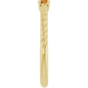 14K Yellow 4 mm Natural Citrine Solitaire Rope Ring