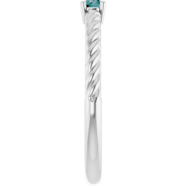 Platinum 3 mm Lab-Grown Alexandrite Solitaire Rope Ring