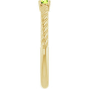 14K Yellow 3 mm Natural Peridot Solitaire Rope Ring