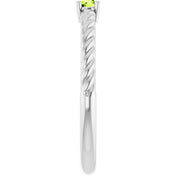 Platinum 3 mm Natural Peridot Solitaire Rope Ring