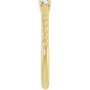 14K Yellow 4 mm Natural White Sapphire Solitaire Rope Ring