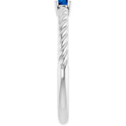 Platinum 3 mm Natural Blue Sapphire Solitaire Rope Ring