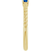 14K Yellow Gold 3 mm Lab-Grown Blue Sapphire Solitaire Rope Ring