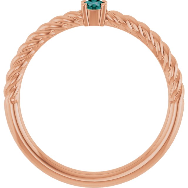 14K Rose 3 mm Lab-Grown Alexandrite Solitaire Rope Ring