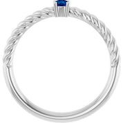Platinum 3 mm Lab-Grown Blue Sapphire Solitaire Rope Ring