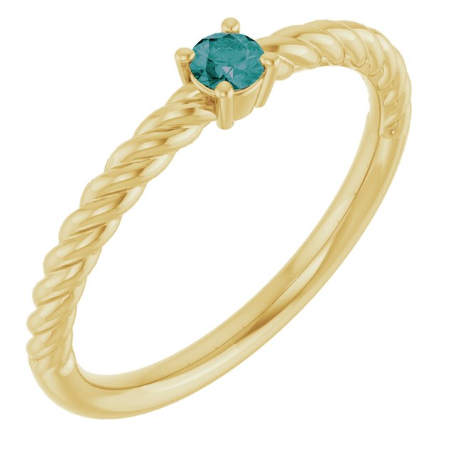 14K Yellow 3 mm Lab-Grown Alexandrite Solitaire Rope Ring