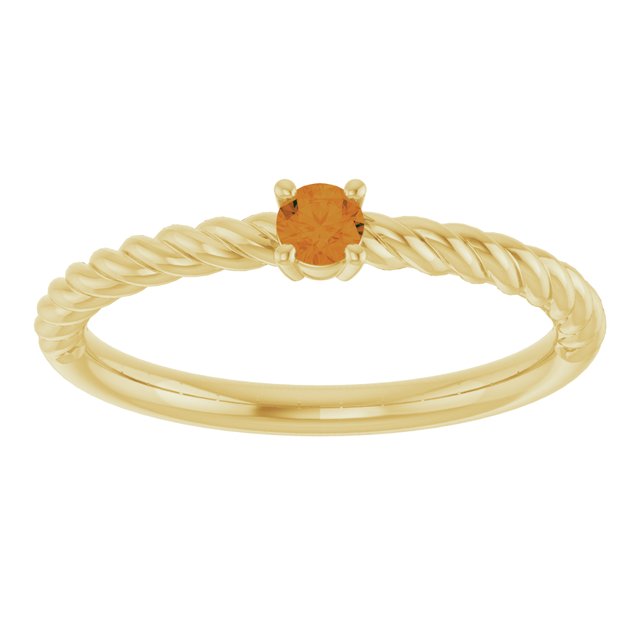 14K Yellow Gold 3 mm Natural Citrine Solitaire Rope Ring - Elegant Design by [Brand Name] - Part Number 72207:140:P