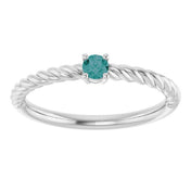 Platinum 3 mm Lab-Grown Alexandrite Solitaire Rope Ring