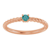 14K Rose 3 mm Lab-Grown Alexandrite Solitaire Rope Ring