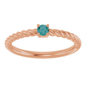 14K Rose 3 mm Lab-Grown Alexandrite Solitaire Rope Ring