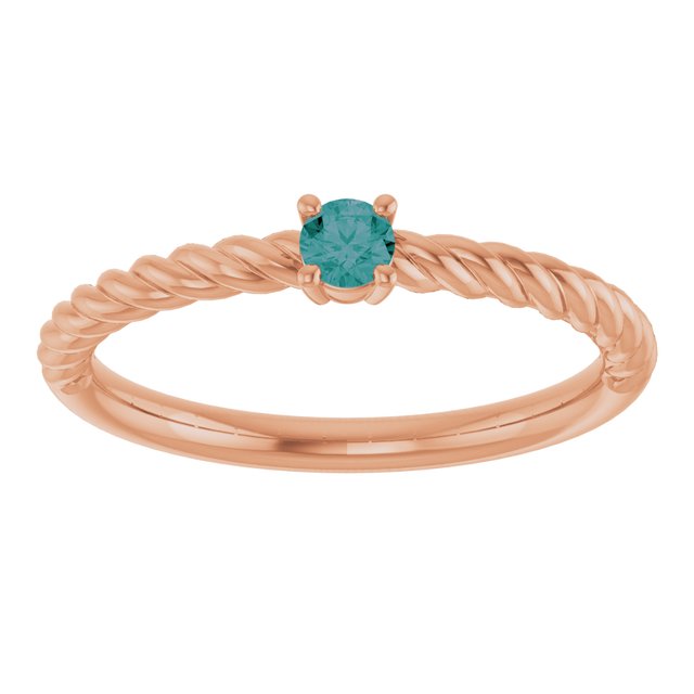 14K Rose 3 mm Lab-Grown Alexandrite Solitaire Rope Ring