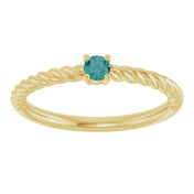 14K Yellow 3 mm Lab-Grown Alexandrite Solitaire Rope Ring