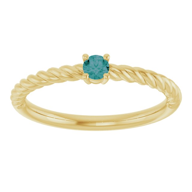 14K Yellow 3 mm Lab-Grown Alexandrite Solitaire Rope Ring