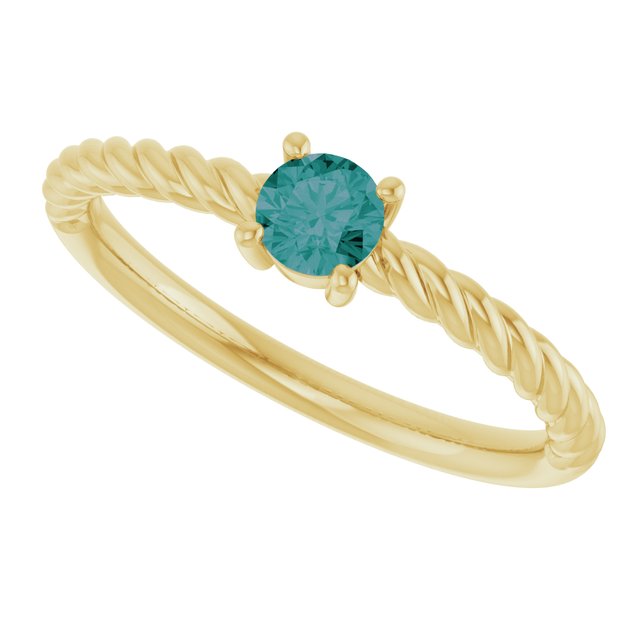 14K Yellow 4 mm Lab-Grown Alexandrite Solitaire Rope Ring