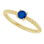 14K Yellow 4 mm Lab-Grown Blue Sapphire Solitaire Rope Ring
