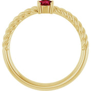 14K Yellow 4 mm Lab-Grown Ruby Solitaire Rope Ring