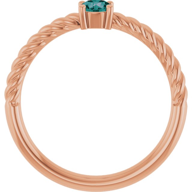 14K Rose 4 mm Lab-Grown Alexandrite Solitaire Rope Ring
