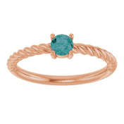 14K Rose 4 mm Lab-Grown Alexandrite Solitaire Rope Ring