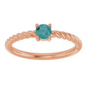 14K Rose 4 mm Lab-Grown Alexandrite Solitaire Rope Ring