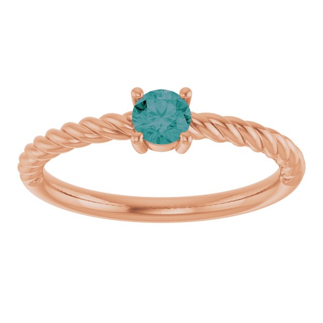 14K Rose 4 mm Lab-Grown Alexandrite Solitaire Rope Ring